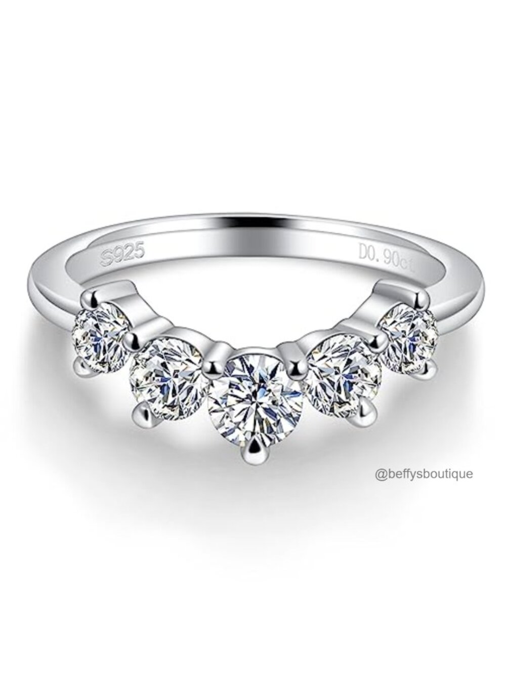 Moissanite Wedding Band 925 Sterling Silver Stackable Ring